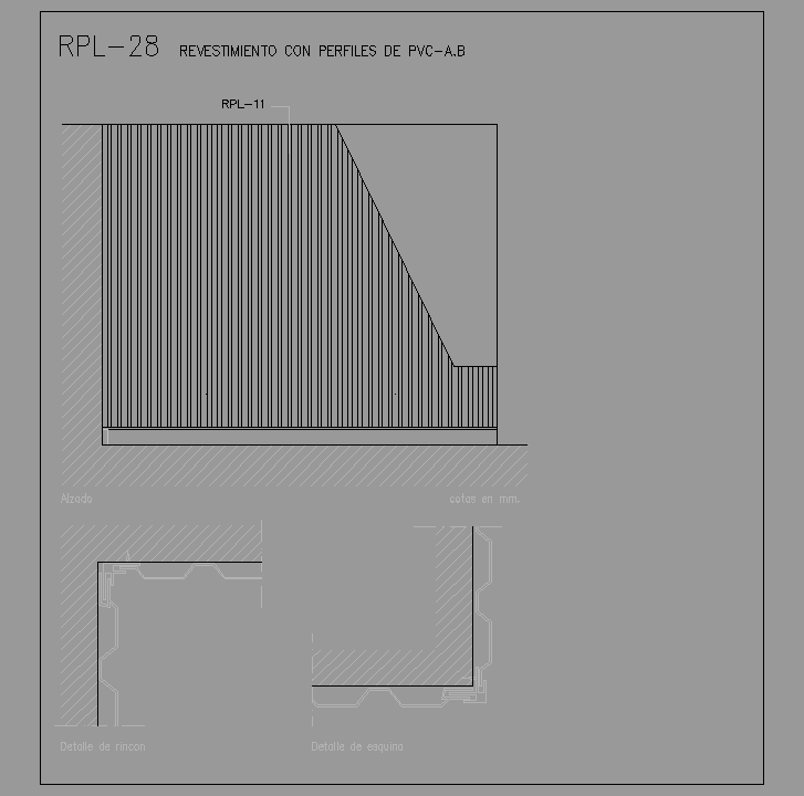 Bloque Autocad Revestimiento con perfiles de PVC